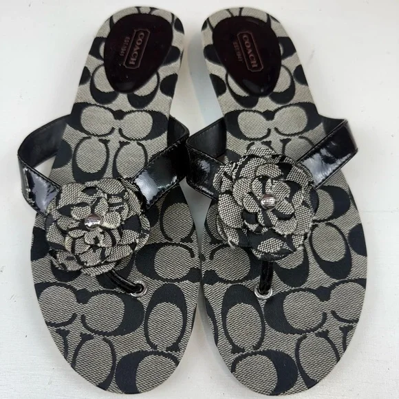 Coach Samira Flip Flop Women’s Sandals Black Gray Size 9B - Picture 1 of 6